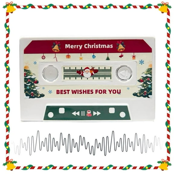 Pekkaxy Voice Recording Cassette Tape Gift, Voice Recordable Greeting Card with Adhensive, 300 Seconds Blank VoiceRecordable Talking Greeting Card, Message Recorder, Speak Your Heart Out to The One You Love