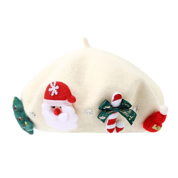 Pekkaxy Warm Velvet Bow Beret, Parent-Child Christmas Winter Fashion Hat for Holiday Dress Up