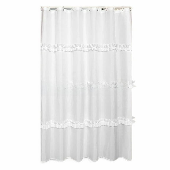 Pekkaxy White Lace Shower Curtain, 70x70 in, Polyester, Elegant Bathroom Privacy with Light Penetration, Perfect for Creating a Bright and Private Shower Space