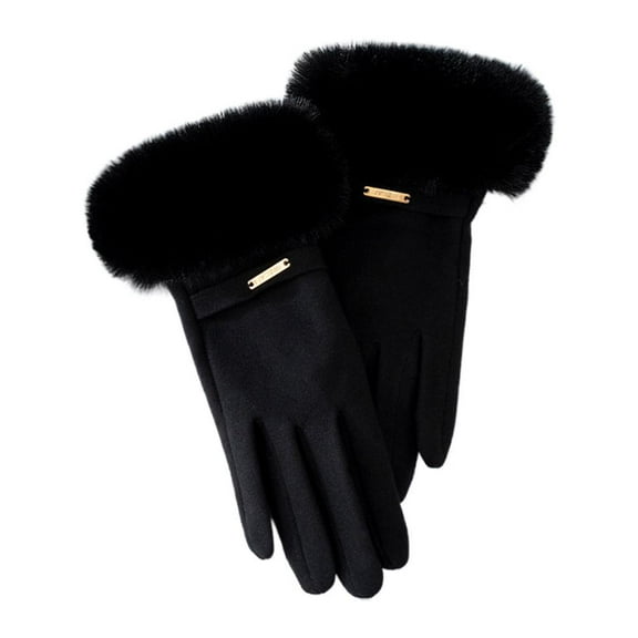 Pekkaxy Women’s Winter Warm Velvet Gloves, Windproof Thick Fleece Lined Mittens, Cozy Outdoor Cold-Weather Touchscreen Gloves