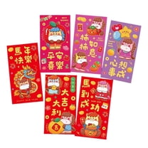 Pekkaxy Year of the Horse Red Envelope 6.62x3.51 Inch Paper Pack, Gold Pattern Festive Design for Money Gifts, Chinese New Year Wedding Holiday Business Use