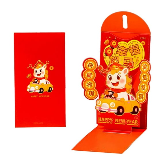 Pekkaxy Year of the Dragon Red Envelope, 3D Paper Design for Money Gifting, Family Gatherings Holiday Party Tradition
