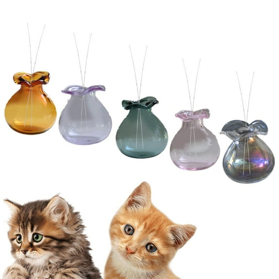 Pekkaxy Yiokii Tiny Vase for Cat Whisker, Mini Vase, Miniature Vase, Tiny Vase for Decor, Cat Whisker Holder Cat Whisker Jar, Small Flower Clear Vase for Cat Whiskers,5PCS