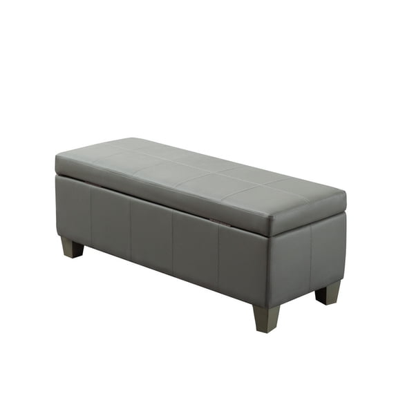 Pekko Home 41" Leather Storage Ottoman Bench, End of Bed Bench with Wooden Legs&Safety Hinges for Bedroom, Living Room, Entryway, Gray