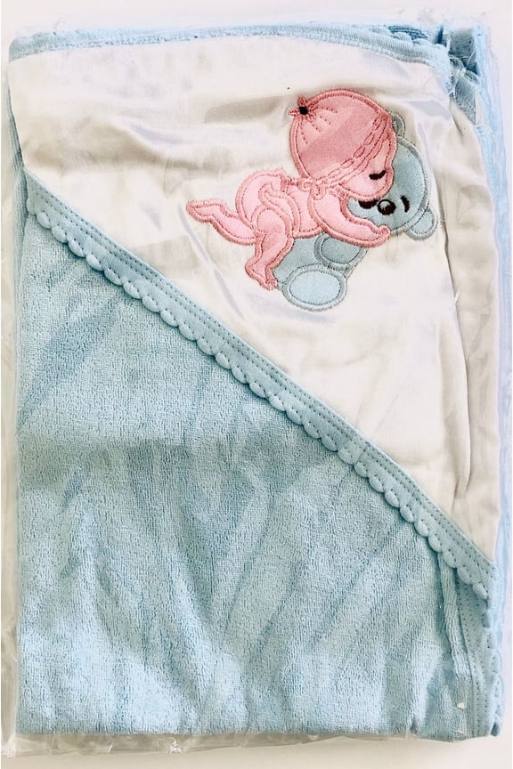 Hooded Baby Cotton Towel for Newborns Infants & Toddlers - Blue Plain