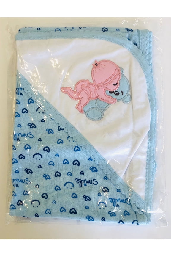 Hooded Baby Cotton Towel for Newborns Infants & Toddlers - Blue Printed