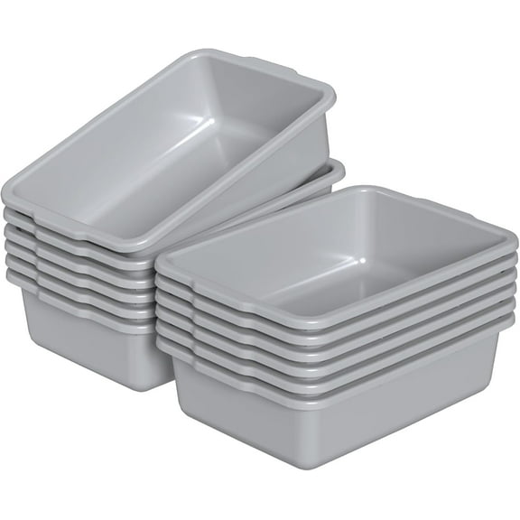 Pekky 12 Pack 13 Liter  Bus Tubs, Plastic Bus Tote Boxes, Gray