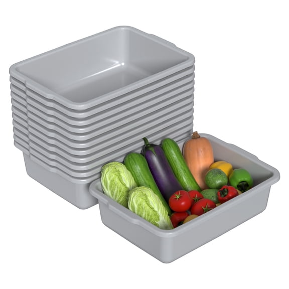 Pekky 12 Pack 13 Liter Commercial Bus Tubs, Plastic Bus Boxes for Multi-use, Gray