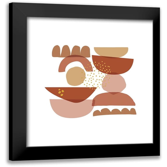 Pela 12x12 Black Modern Framed Museum Art Print Titled - Crowded Forms blush II