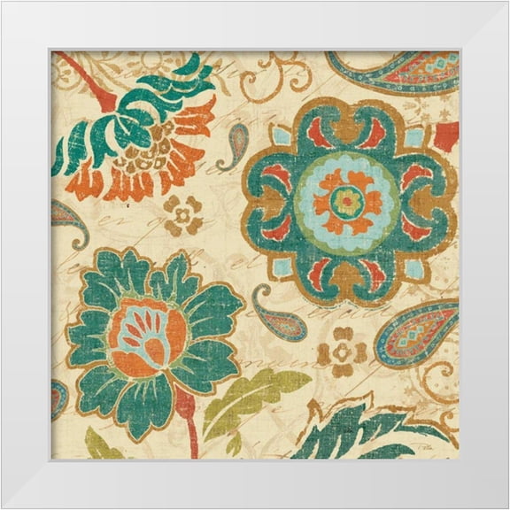 Pela 12x12 White Modern Wood Framed Museum Art Print Titled - Fall Paisley III