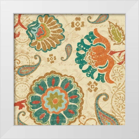 Pela 12x12 White Modern Wood Framed Museum Art Print Titled - Fall Paisley II