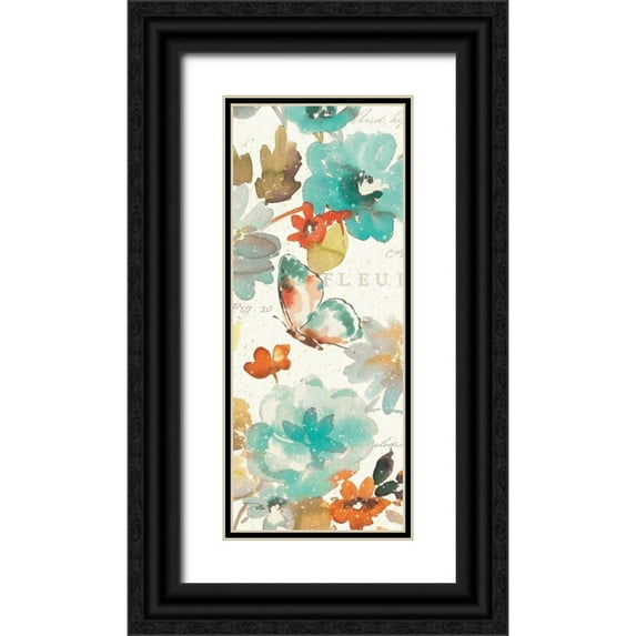 Pela 12x24 Black Ornate Wood Framed with Double Matting Museum Art Print Titled - Natures Palette Panel I