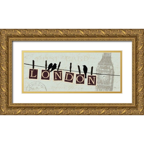 Pela 14x8 Gold Ornate Wood Framed with Double Matting Museum Art Print Titled - Migration II