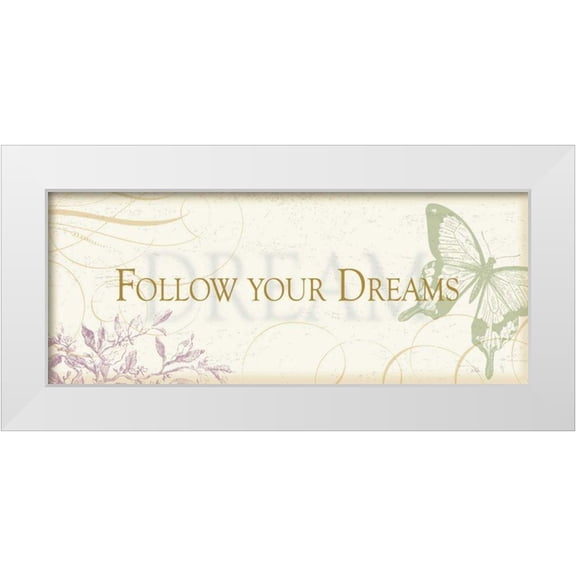 Pela 14x8 White Modern Wood Framed Museum Art Print Titled - Follow  your dreams