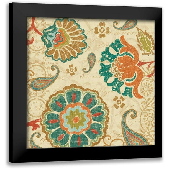 Pela 15x15 Black Modern Framed Museum Art Print Titled - Fall Paisley II