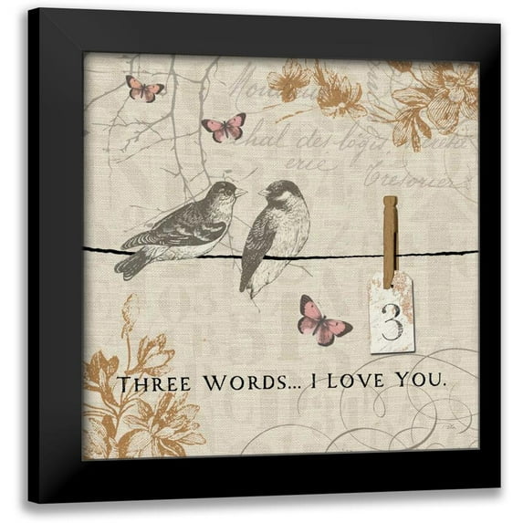 Pela 20x20 Black Modern Framed Museum Art Print Titled - Words that Count III