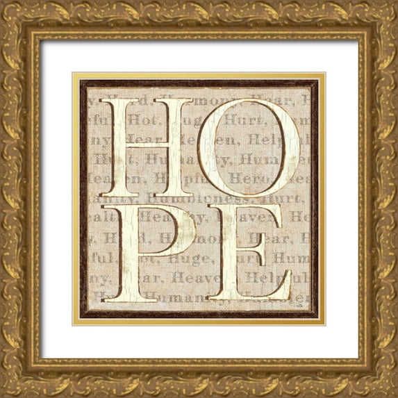 Pela 20x20 Gold Ornate Wood Framed with Double Matting Museum Art Print Titled - H is for Hope