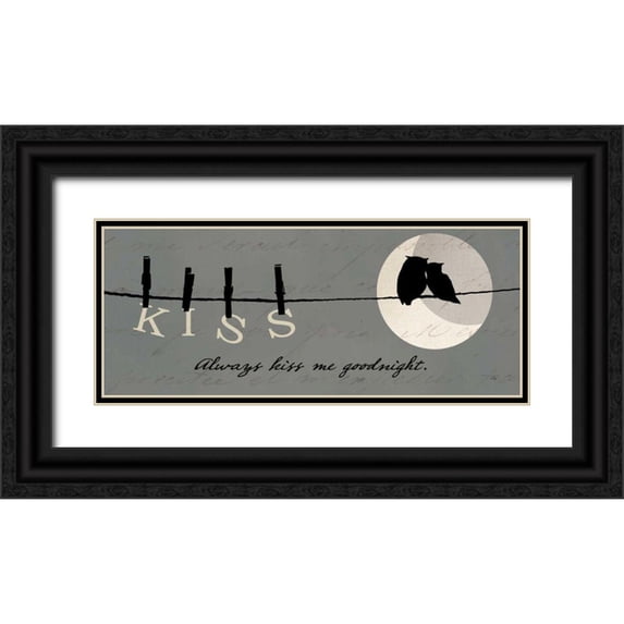 Pela 32x15 Black Ornate Wood Framed with Double Matting Museum Art Print Titled - Moon Lovers II