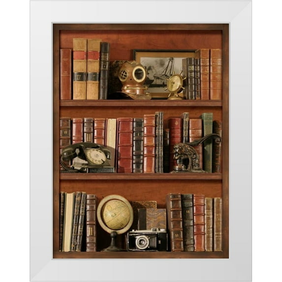 Pela Design 12x14 White Modern Wood Framed Museum Art Print Titled - Librairie III
