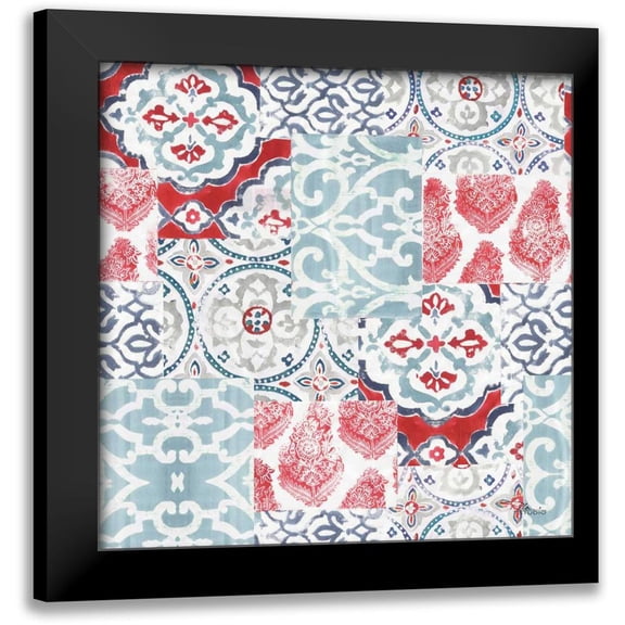 Pela Studio 12x12 Black Modern Framed Museum Art Print Titled - Bazaar Patchwork Pattern I