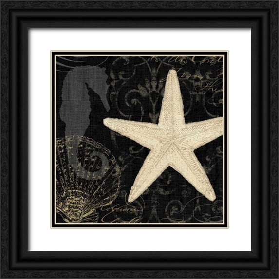 Pela Studio 12x12 Black Ornate Wood Framed with Double Matting Museum Art Print Titled - Coastal Moonlight I