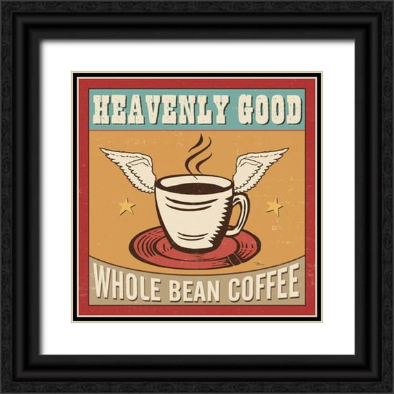 Pela Studio 12x12 Black Ornate Wood Framed with Double Matting Museum Art Print Titled - Coffeehouse IV