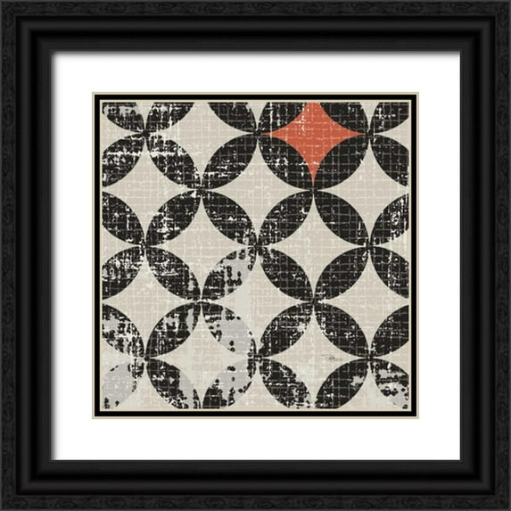 Pela Studio 12x12 Black Ornate Wood Framed with Double Matting Museum Art Print Titled - Geometric Patchwork Puree Pumpkin Square V v.2