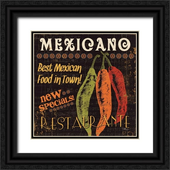 Pela Studio 12x12 Black Ornate Wood Framed with Double Matting Museum Art Print Titled - Tex Mex I