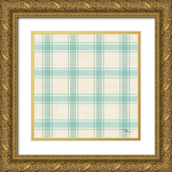 Pela Studio 12x12 Gold Ornate Wood Framed with Double Matting Museum Art Print Titled - Coastal Farmhouse Pattern VIA