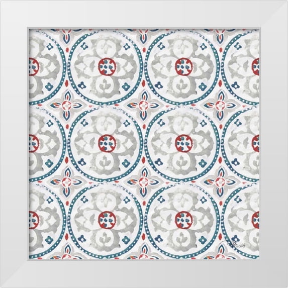 Pela Studio 12x12 White Modern Wood Framed Museum Art Print Titled - Bazaar Patchwork Pattern III