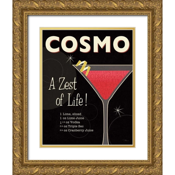 Pela Studio 12x14 Gold Ornate Wood Framed with Double Matting Museum Art Print Titled - Cocktail Hour II
