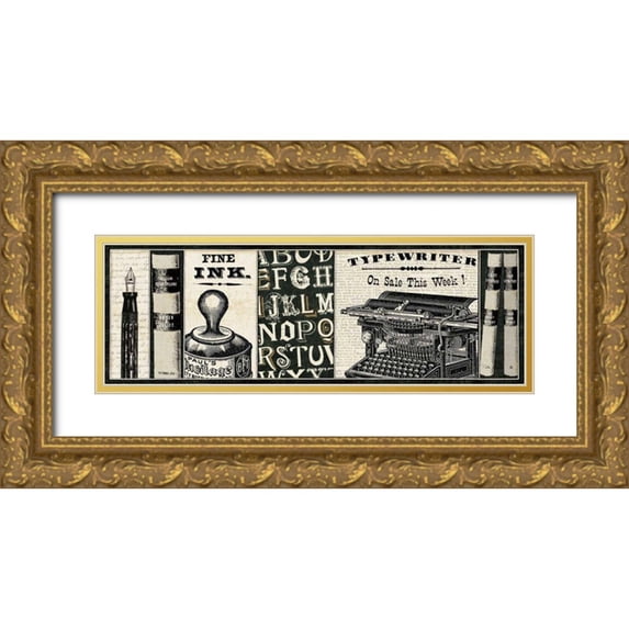 Pela Studio 14x7 Gold Ornate Wood Framed with Double Matting Museum Art Print Titled - Librarian II
