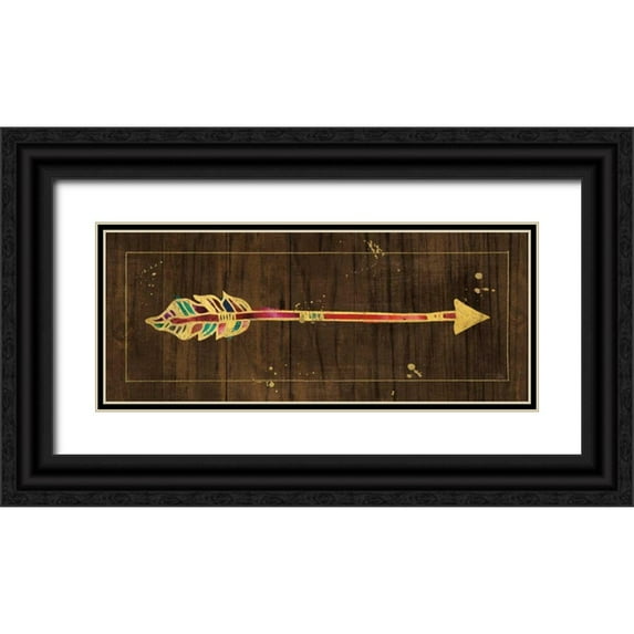 Pela Studio 14x8 Black Ornate Wood Framed with Double Matting Museum Art Print Titled - Beautiful Arrows III on Wood No Words