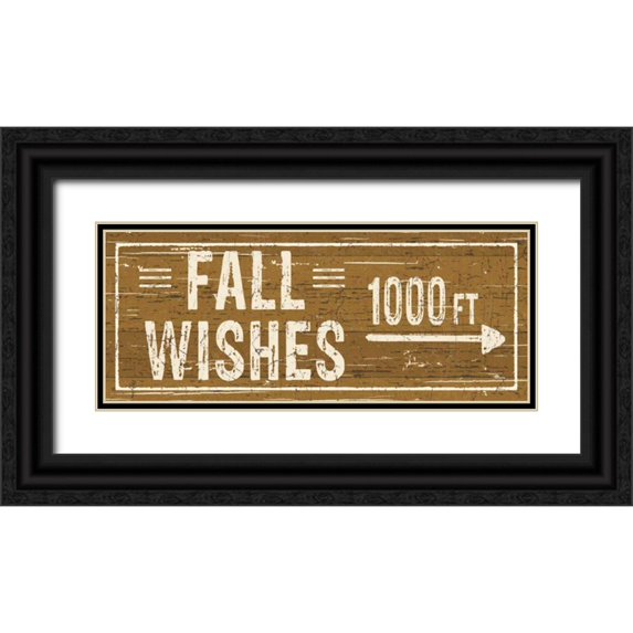 Pela Studio 14x8 Black Ornate Wood Framed with Double Matting Museum Art Print Titled - Harvest Signs V