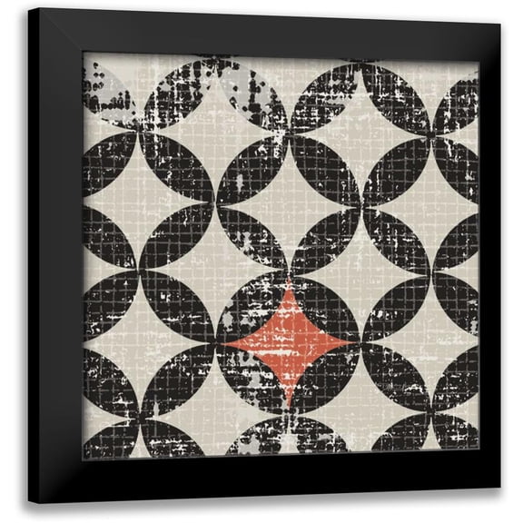 Pela Studio 15x15 Black Modern Framed Museum Art Print Titled - Geometric Patchwork Puree Pumpkin Square IV v.2