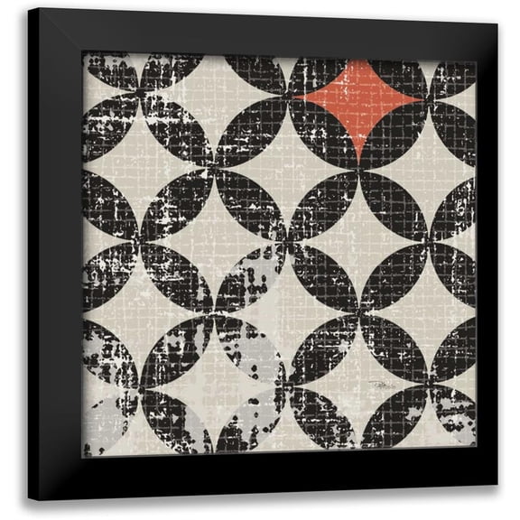 Pela Studio 15x15 Black Modern Framed Museum Art Print Titled - Geometric Patchwork Puree Pumpkin Square V v.2