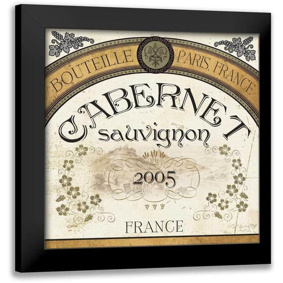 Pela Studio 15x15 Black Modern Framed Museum Art Print Titled - Wine Labels I