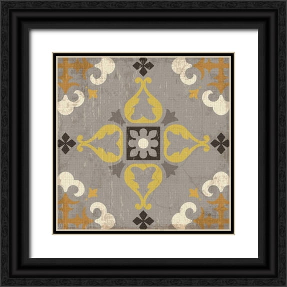 Pela Studio 15x15 Black Ornate Wood Framed with Double Matting Museum Art Print Titled - Golden Glow Square VIII
