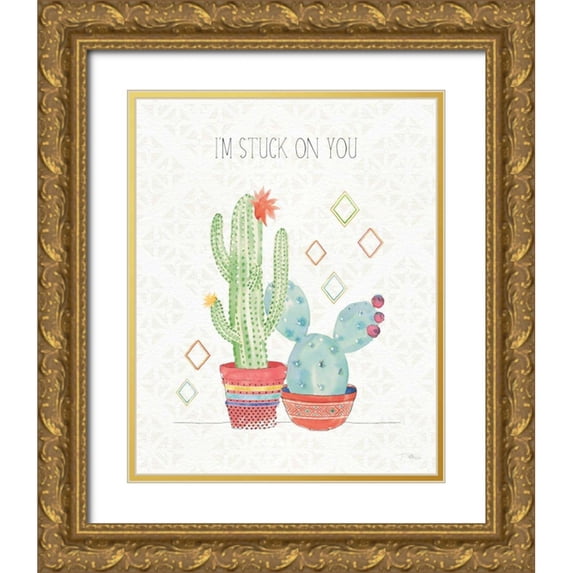 Pela Studio 15x18 Gold Ornate Wood Framed with Double Matting Museum Art Print Titled - Sweet Succulents II