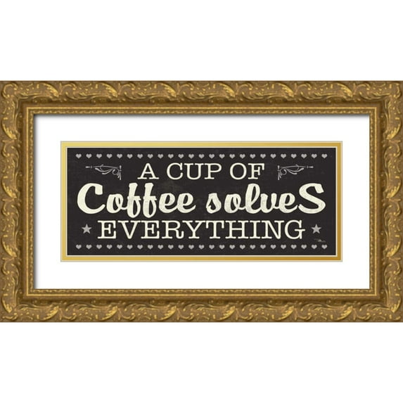 Pela Studio 18x10 Gold Ornate Wood Framed with Double Matting Museum Art Print Titled - Coffee Lovers III