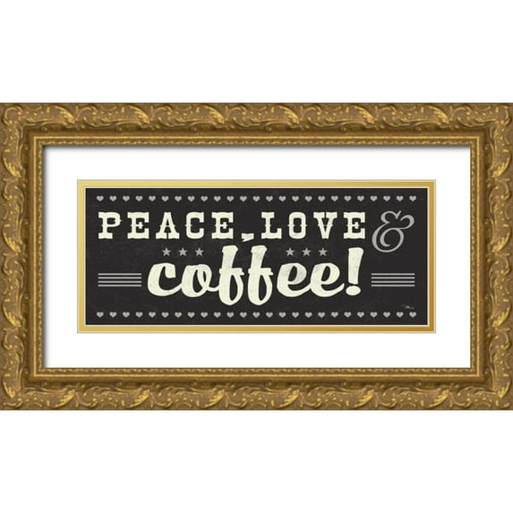 Pela Studio 18x10 Gold Ornate Wood Framed with Double Matting Museum Art Print Titled - Coffee Lovers IV