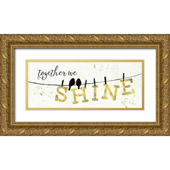 Pela Studio 18x10 Gold Ornate Wood Framed with Double Matting Museum Art Print Titled - Shine Like Gold I