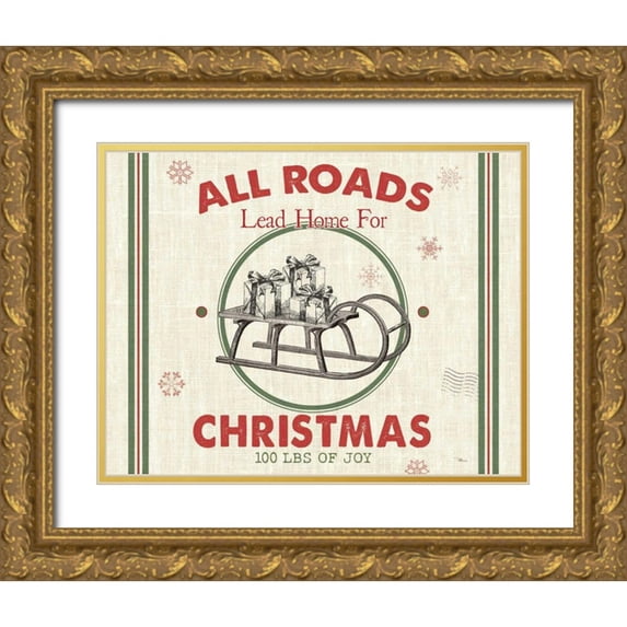 Pela Studio 18x15 Gold Ornate Wood Framed with Double Matting Museum Art Print Titled - Farmhouse Holiday II v2