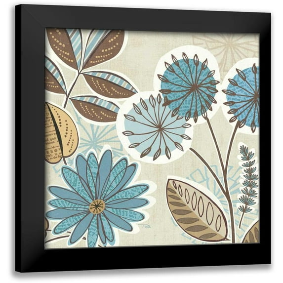Pela Studio 20x20 Black Modern Framed Museum Art Print Titled - Funky Flowers V