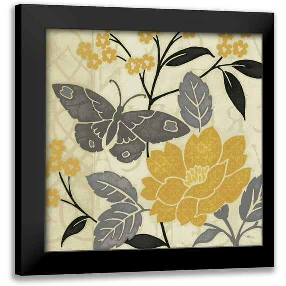 Pela Studio 20x20 Black Modern Framed Museum Art Print Titled - Perfect Petals IV Yellow