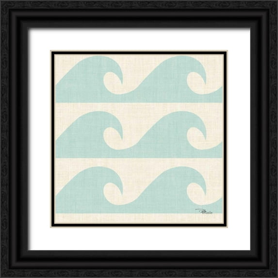 Pela Studio 20x20 Black Ornate Wood Framed with Double Matting Museum Art Print Titled - Coastal Farmhouse Pattern IIIA