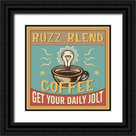 Pela Studio 20x20 Black Ornate Wood Framed with Double Matting Museum Art Print Titled - Coffeehouse II