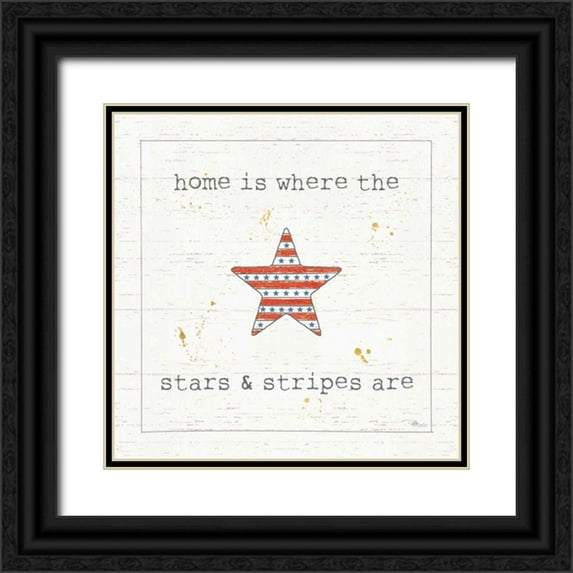 Pela Studio 20x20 Black Ornate Wood Framed with Double Matting Museum Art Print Titled - USA Cuties IV Shiplap