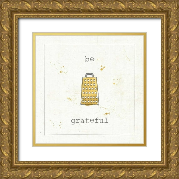 Pela Studio 20x20 Gold Ornate Wood Framed with Double Matting Museum Art Print Titled - Cuisine Cuties Be Grateful