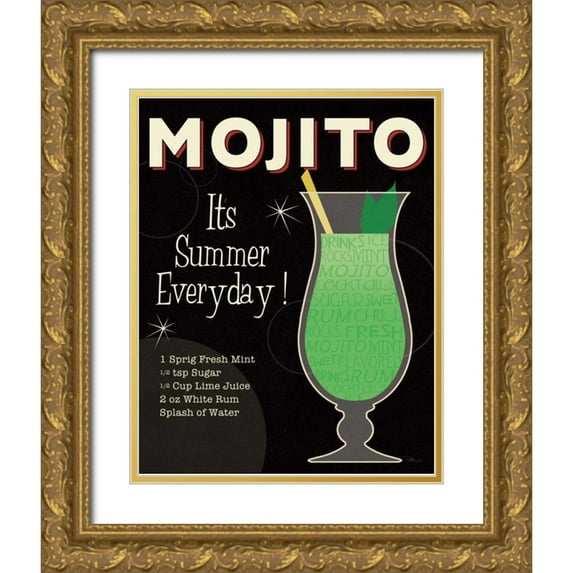 Pela Studio 20x24 Gold Ornate Wood Framed with Double Matting Museum Art Print Titled - Cocktail Hour IV